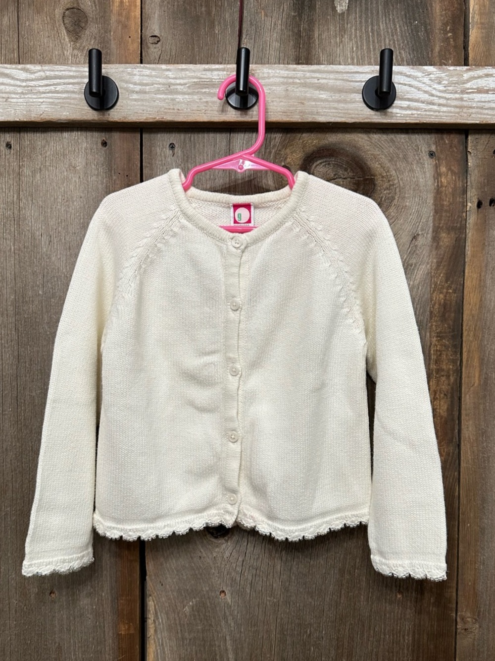 2001 Gymboree Off White Cream Button Up Sweater Bead Details Size 5 Large